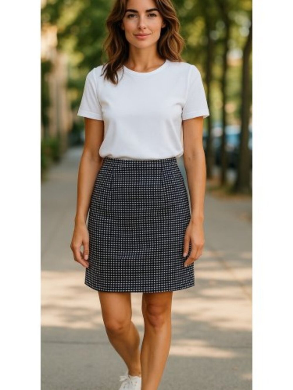 SIGNATURE COLLECTION  Blue and White Checked Skirt Ladies Size 16
